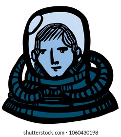 cosmonaut with technologic helmet
