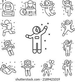 Cosmonaut, touch, happy icon in a collection with other items