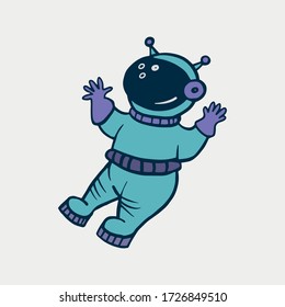 Cosmonaut. Vector color drawing of an astronaut. Flat illustration. Man in space. Man in a spacesuit
