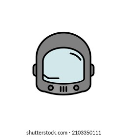 cosmonautic helmet line colored icon. Signs and symbols can be used for web, logo, mobile app, UI, UX on white background