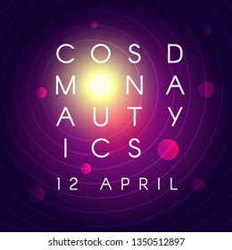 Cosmonautics Day banner. International day of human space greeting card, placard or poster template. Vector illustration.
