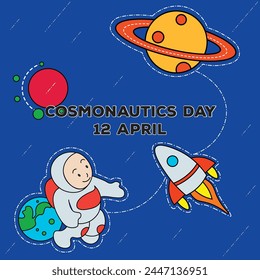 Cosmonautics day, fire, cosmos, cosmonut