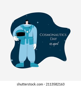 Cosmonautics day on 12 april astronauts and galaxy space Vector illustration.