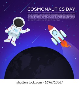 cosmonautics day planet astronauts outer space banner