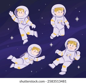 Cosmonauts in helmets and space suits