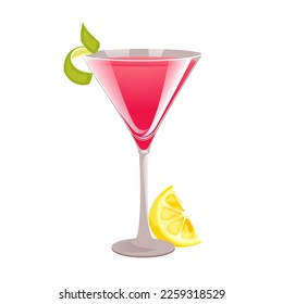 "Cosmopolitan "cocktail. Classic refreshing alcoholic drink. Vector illustration.