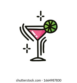 cosmopolitan cocktail doodle icon, vector illustration