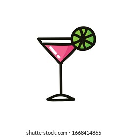 cosmopolitan cocktail doodle icon, vector illustration