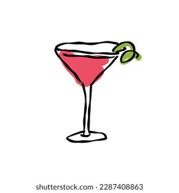 cosmopolitan cocktail doodle icon, vector illustration