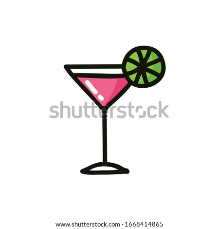 cosmopolitan cocktail doodle icon, vector illustration