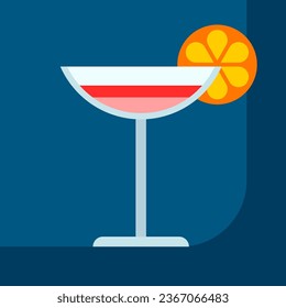 Cosmopolitan cocktail in glass. Alcoholic drink illustration.
