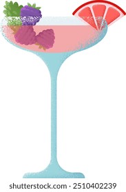 Cosmopolitan cocktail icon. Textured colored drink glass