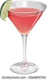 Cosmopolitan cocktail illustration on white background. Vector file