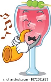 Cosmopolitan cocktail musician of cartoon design playing a trumpet