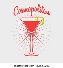 Cosmopolitan cocktail party glass design, logo