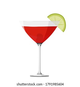 Cosmopolitan cocktail realistic vector illustration. Isolated on white background.