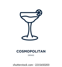cosmopolitan icon from drinks collection. Thin linear cosmopolitan, martini, ice outline icon isolated on white background. Line vector cosmopolitan sign, symbol for web and mobile