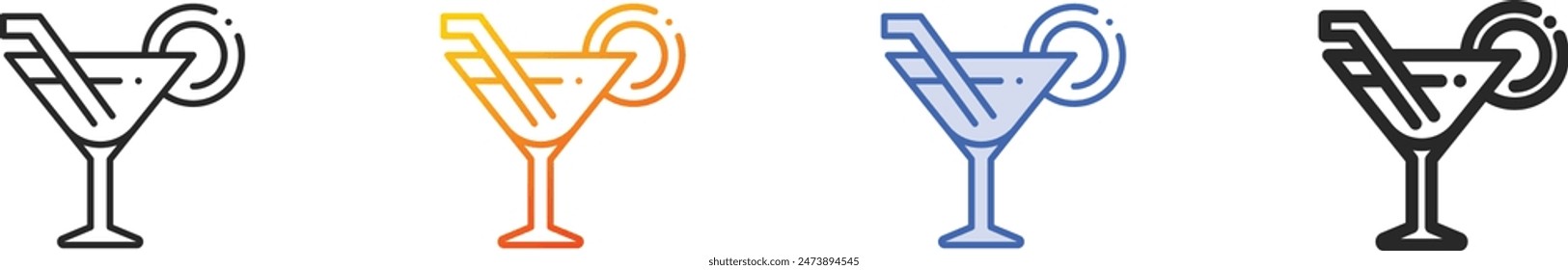cosmopolitan icon.Thin Linear, Gradient, Blue Stroke and bold Style Design Isolated On White Background