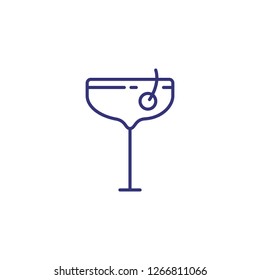 Cosmopolitan line icon. Glass, cherry, vermouth. Cocktail concept. Can be used for topics like alcoholic drinks, bar, party
