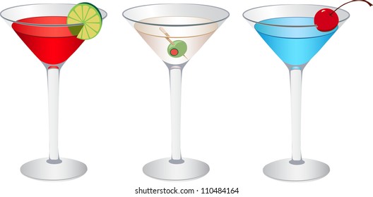 Cosmopolitan, Martini and Betty blue