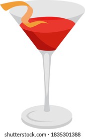 Cosmopolitan red coctail, illustration, vector on white background