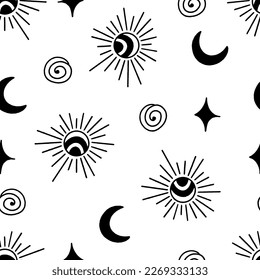 Cosmos Abstract Shapes Vector Seamless Pattern