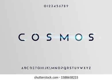 Cosmos, Abstract technology science alphabet font. digital space typography vector illustration design