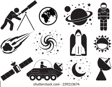 cosmos and astronomy icons set