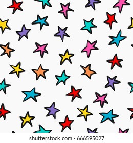 Cosmos astronomy simple seamless pattern. Endless galaxy inspiration graphic design typography element. Hand drawn Cute simple vector background.