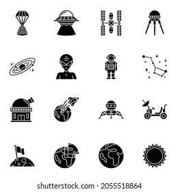 Cosmos, astronomy universe and astrology space solid icon.