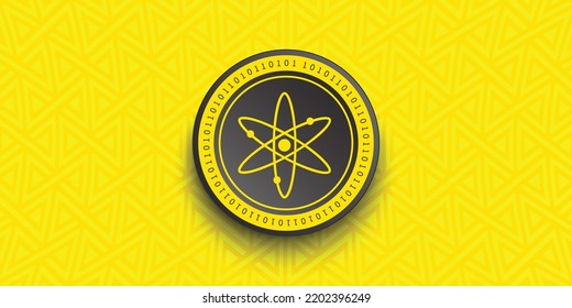 Cosmos (ATOM) crypto coin token vector illustration. Virtual currency symbol banner and background