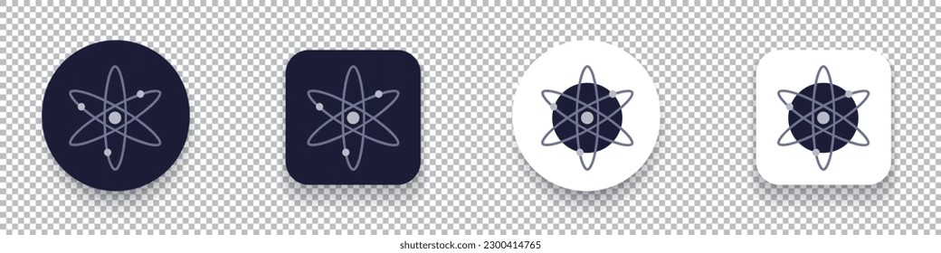 Cosmos (ATOM) crypto currency logo symbol set isolated on transparent background vector