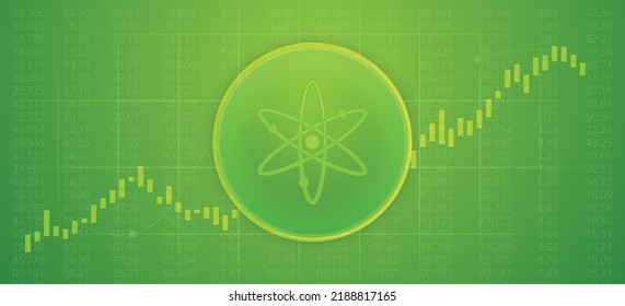 Cosmos (ATOM) Krypto Currency Virtual-Geld-Handelsplan Infografik Hintergrund Vektorgrafik-Vorlage