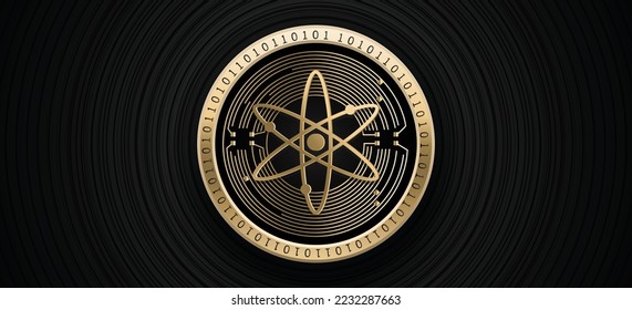 Cosmos ATOM cryptocurrency coin logo vector banner