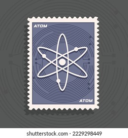 Cosmos ATOM criptodivisa logo estampado de la ilustración vectorial