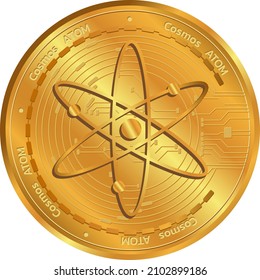 cosmos (ATOM) gold coin.Crypto currency.Digital money exchange.