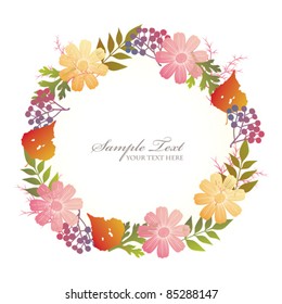 cosmos and autumn leaves frame