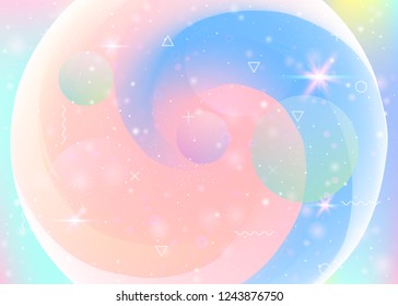 Cosmos background with abstract holographic landscape and future universe. 3d fluid. Futuristic gradient and shape. Vintage mountain silhouette with wavy glitch. Memphis cosmos background.
