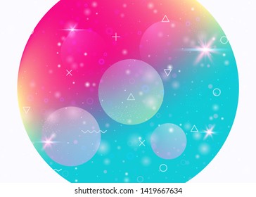 Cosmos background with abstract holographic landscape and future universe. Futuristic gradient and shape. Minimal mountain silhouette with wavy glitch. 3d fluid. Memphis cosmos background.