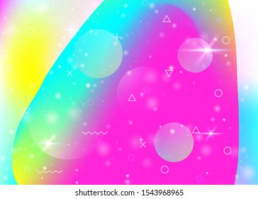 Cosmos background with abstract holographic landscape and future universe. Futuristic gradient and shape. 3d fluid. Spectrum mountain silhouette with wavy glitch. Memphis cosmos background.