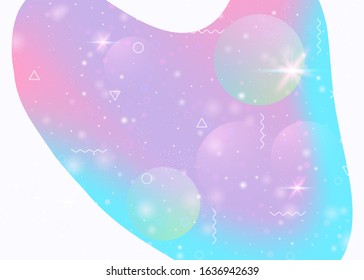 Cosmos background with abstract holographic landscape and future universe. Futuristic gradient and shape. 3d fluid. Minimal mountain silhouette with wavy glitch. Memphis cosmos background.
