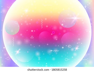 Cosmos background with abstract holographic landscape and future universe. 3d fluid. Futuristic gradient and shape. Liquid mountain silhouette with wavy glitch. Memphis cosmos background.