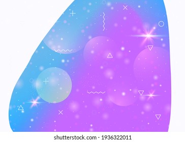 Cosmos background with abstract holographic landscape and future universe. 3d fluid. Futuristic gradient and shape. Minimal mountain silhouette with wavy glitch. Memphis cosmos background.