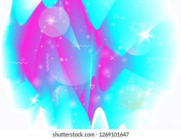 Cosmos background with galaxy and universe shapes and star dust. Holographic futuristic gradients. 3d fluid with magic sparkles. Fantastic space landscape with planets. Memphis cosmos background.