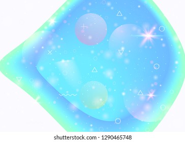 Cosmos background with galaxy and universe shapes and star dust. Fantastic space landscape with planets. 3d fluid with magic sparkles. Holographic futuristic gradients. Memphis cosmos background.