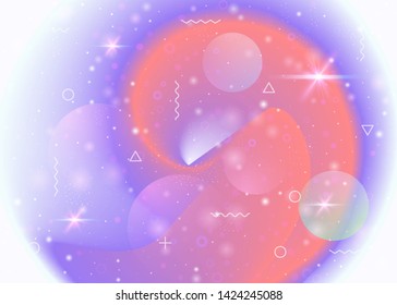 Cosmos background with galaxy and universe shapes and star dust. Fantastic space landscape with planets. Holographic futuristic gradients. 3d fluid with magic sparkles. Memphis cosmos background.