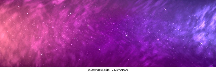 Cosmos background. Magic starry galaxy. Wide milky way. Beautiful outer space with nebula. Colorful universe with bright stars. Fantasy gradient sky. Vector illustration.