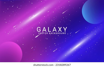 Cosmos antecedentes con estrellas realistas, nebulosas, planetas y estrellas brillantes. Colorido fondo de galaxia. Ilustración vectorial del espacio. Noche estrellada, universo infinito, moderno