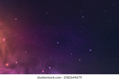 Cosmos background. Realistic starry galaxy. Color space wallpaper with shining stars. Bright magic nebula with light. Space texture with constellations. Vector illustration.