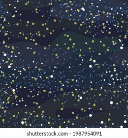 Cosmos background. Seamless pattern. Childrens illustration. Starry sky landscape. Flat style. Cartoon design. Vector